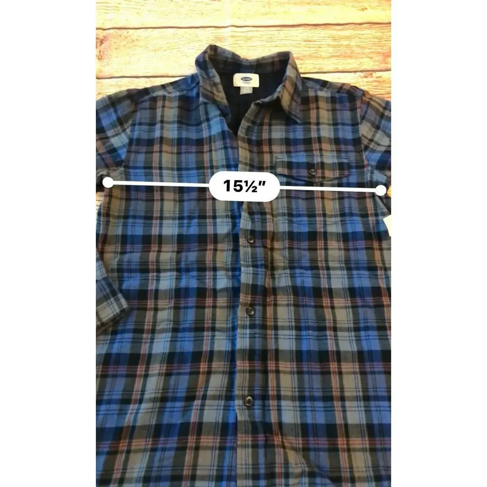 NWT Old Navy Boy’s Multicolor Plaid Button Down Kid’s Youth Size Large